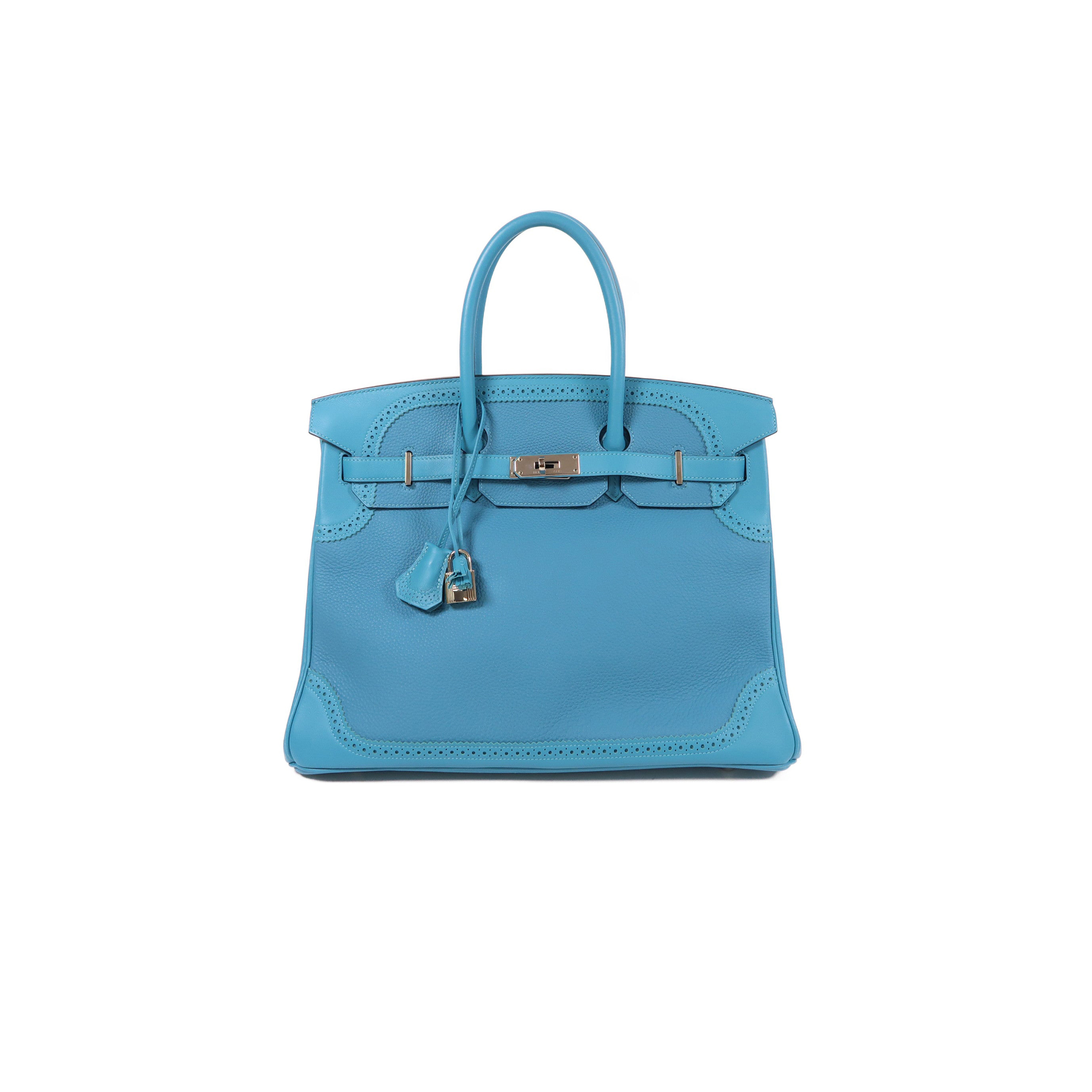 HERMÈS MASTER BIRKIN 35 SWIFT AND TOGO LACE SERIES DENIM BLUE SILVER BUCKLE H082650CK05 (35*28*18cm)